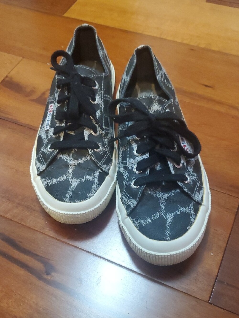 Superga Black Grey Animal Print Women’s Low-Top Sneakers